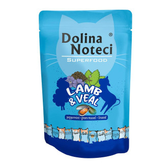 Купить Пауч Dolina Noteci Superfood для кошек с ягнятиной и телятиной,85 гр от Dolina Noteci — Dolina для котов | Zooprostir