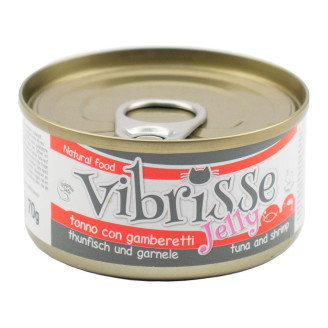 Консерва для кошек VIBRISSE JELLY, тунец/креветки в желе, 70г от