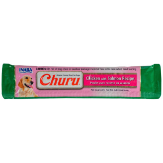 Лакомство INABA "Churu" для собак, сливочный мусс в стиках, курица/лосось 1 сток/20 гр от