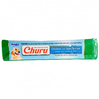 Лакомство INABA "Churu" для собак, сливочный мусс в стиках, курица/тунец 1 сток/20 гр от