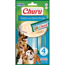 Лакомство INABA "Churu" для собак, сливочный мусс в стиках, курица с сыром 4*14 гр (12 шт.уп.) (48 шт в ящ.)
