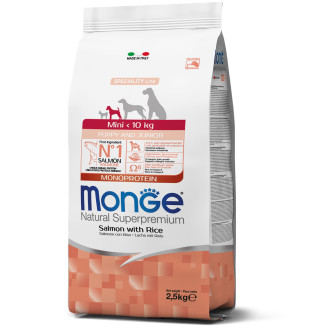 Monge Dog Mini Puppy & Junior лосось з рисом 2,5 кг від Monge
