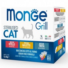 Влажный корм Monge Cat GRILL MIX Sterilised набор для стерилизованных котов петух/форель/телятина 1,02 кг