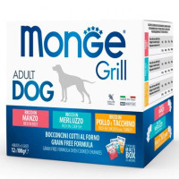 Влажный корм Monge Dog GRILL MIX для собак треска /индейка с курицей/говядина  1,2 кг