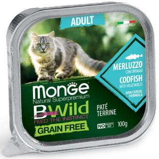 Monge Cat Bwild Grain Free Wet Adult треска с овощами 0,1 кг х 32 шт від Monge