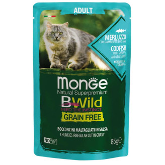 Monge Cat Bwild Grain Free Wet треска с креветками и овощами 0,085 кг х 28 шт от Monge