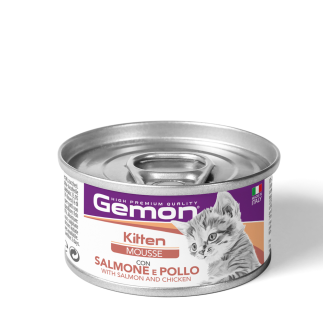 Купить GEMON Cat Kitten мусс с лососем и курицей 0,085 кг х 24 шт от Gemon — GEMON влажный корм для котов | Zooprostir