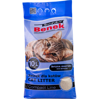 Super Benek Compact.Zap.Bryza Morska 10л-Наполнитель бентонитовый Морской бриз 10л от Super Benek