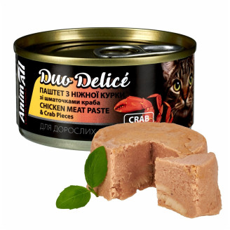 AnimAll влажный корм для кошек. Duo Delice. Паштет из курицы с кусочками краба 80 г от AnimAll