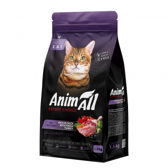 AnimAll Повнораціонний сухий корм для котів зі свіжою індичкою та качкою, 1,5 кг від AnimAll