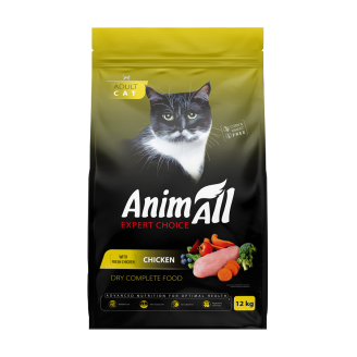 AnimAll Повнораціонний сухий корм для котів зі свіжою куркою, 12 кг від AnimAll