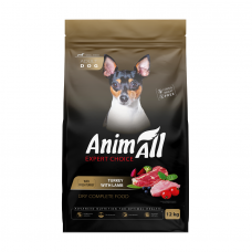 AnimAll Повнораціонний сухий корм для собак малих порід зі свіжою індичкою та ягням, 12 кг