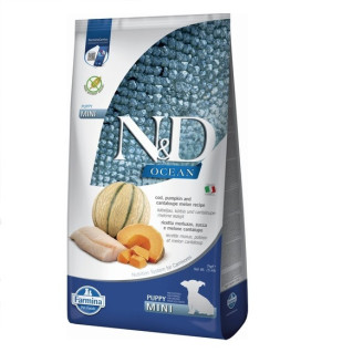 Купить Фармина сухой корм N&D Grain Free OCEAN COD, PUMPKIN & CANTALOUPE MELON PUPPY MINI с треской и дыней 7 кг от Farmina — Farmina для собак | Zooprostir