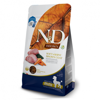 Фармина сухой корм N&D Grain Free BROWN ADULT MINI для собак с коричневой шерстью с ягненком, спирулиной и от Farmina