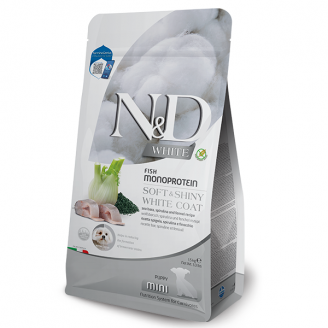 Купити Фарміна сухий кормий N&D Grain Free WHITE PUPPY MINI для цуценят з білою шерстю з сібасом, спіруліною та фенхелем, 1,5 кг 44921 від Farmina — Farmina для собак | Zooprostir
