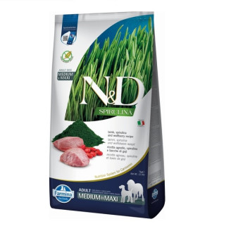 Купить Фармина сухой корм N&D SPIRULINA LAMB ADULT MEDIUM & MAXI с ягненком, спирулиной и ягодами годжи, 7 кг, 41081 от Farmina — Farmina для собак | Zooprostir