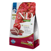 Фармина сухой корм N&D Quinoa Hairball 300 г для стимулирования выведения волосяных комочков с уткой, киноа, яблоко и клюква