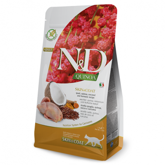 Фармина сухой корм N&D Quinoa Skin&Coat ADULT 1.5 кг диет. питание, при пищевой аллергии с перепелом, киноа, кокос и куркума от Farmina