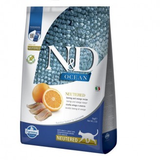 Купить Фармина сухой корм N&D Grain Free Ocean HERRING & ORANGE NEUTERED 5 кг с сельдью и апельсином от Farmina — Farmina для котов | Zooprostir