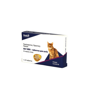 Купити VEKO Кік Тейп - таблетки для котів зі смаком м'яса (пак/10таб) від Veko — Вітаміни для кішок | Zooprostir