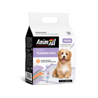 Купить Пеленки AnimAll 60х60 см с ароматом лаванды/10штук от AnimAll — Пелюшки, памперси і т.д. | Zooprostir