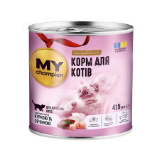 Мій чемпіонвологий корм для котів шматочки з Куркою та Печінкою 415г