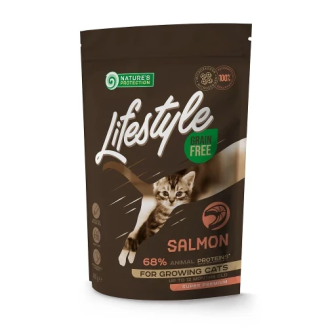 Беззерновий сухий корм Natures Protection Lifestyle Kitten Salmon для кошенят, з лососем, 400 г від Nature's Protection