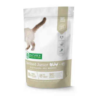 Сухой корм Natures Protection Sterilised Junior Poultry Krill для стерилизованных котят, курица и криль, 400 г от Nature's Protection