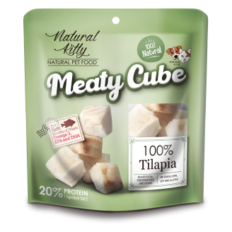 Natural Kitty Meaty Cube 100% Tilapia Лакомство для кошек и собак в виде кубиков, тилапия 50г от Pettric Pet Food