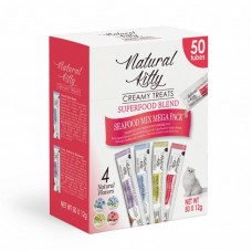 Natural Kitty Creamy Treat Mega Pack Набір крем-снеків для котів на рибній основі, 50 шт.х12 г (4 смаки)