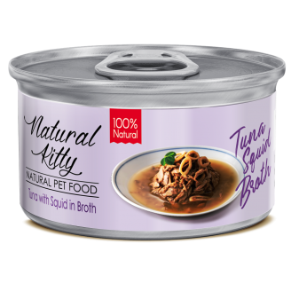 Natural Kitty Broth Series Tuna with squid in broth Тунец с кальмарами в бульоне, влажный дополнительный корм от Pettric Pet Food