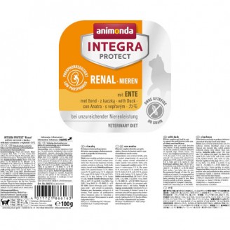 Корм влажный ветеринарный для кошек Integra Protect Renal dishes with Duck при болезнях почек, с уткой, 100 г от