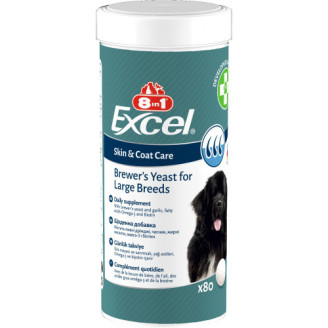 Купити Вітаміни 8in1 Excel Brewers Yeast Large Breed для собак великих порід, пивні дріжджі з часником, для шкіри та шерсті, 80 шт від 8in1 — Вітаміни для собак | Zooprostir