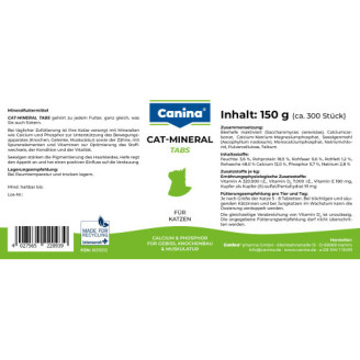 Витамины Canina Cat-Mineral Tabs для кошек, поливитаминный комплекс, 150 г (300 табл) от Canina