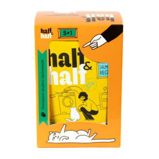 Набор влажных кормов Half&Half "5+1" для взрослых кошек, кусочки с лососем в желе, паучи, 6 шт*100 г от