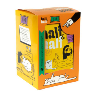 Набор влажных кормов Half&Half "5+1" для взрослых кошек, кусочки с уткой в соусе, паучи, 6 шт*100 г от