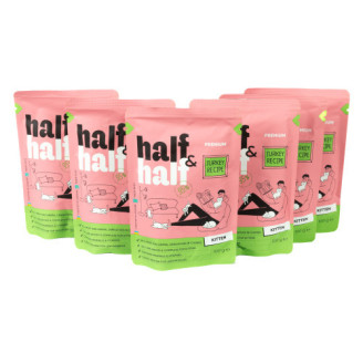Набор влажных кормов Half&Half "5+1" для котят, кусочки с индейкой в желе, паучи, 6 шт*100 г от