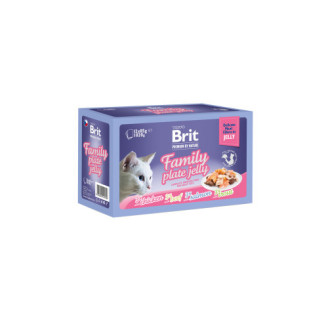 Купити Корм вологий Brit Premium Delicate Fillets in Jelly Family Plate для котів Сімейна тарілка в желе 12 шт x 85 г від — Brit Premium Cat вологий корм | Zooprostir
