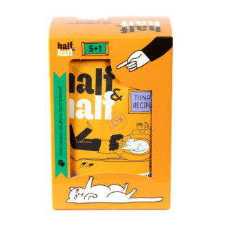 Набор влажных кормов Half&Half "5+1" для стерилизованных кошек, кусочки с тунцом в соусе, паучи, 6 шт*100 г от
