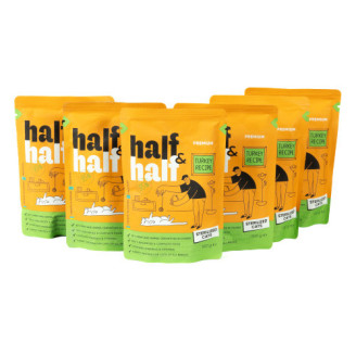 Набор влажных кормов Half&Half "5+1" для стерилизованных кошек, кусочки с индейкой в желе, паучи, 6 шт*100 г от