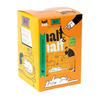 Набор влажных кормов Half&Half "5+1" для стерилизованных кошек, кусочки с индейкой в желе, паучи, 6 шт*100 г от