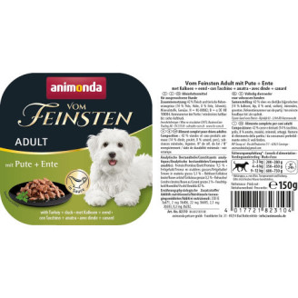 Корм вологий для собак Animonda Vom Feinsten delicious sauce Adult with Turkey + duck з індичкою і качкою, 150 г від