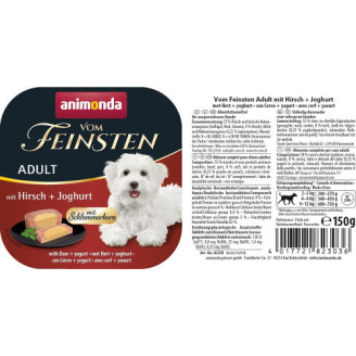 Корм вологий для собак Animonda Vom Feinsten gourme Adult with Deer + yogurt з олениною у йогурті, 150 г від