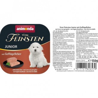 Корм вологий для цуценят Animonda Vom Feinsten Junior with Poultry liver з печінкою домашньої птиці 150 г від