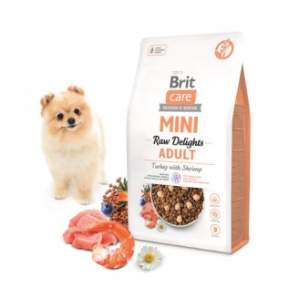 Купить Корм сухой для собак малых пород Brit Care Mini Raw Delights Turkey with Shrimp индейка с креветками 2 кг от Brit Care — Brit Care для собак | Zooprostir