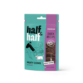 Лакомства для собак Half&Half в форме мясных монеток с уткой, 100 г от