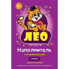 Бентонітовий наповнювач Лео середній (1,5-2,5 мм) з ароматом лаванди 5 кг