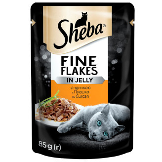 Купить Влажный корм Sheba Fine Flakes для кошек, с индейкой в желе, 28 шт*85г от Sheba — Sheba влажный корм для кошек | Zooprostir