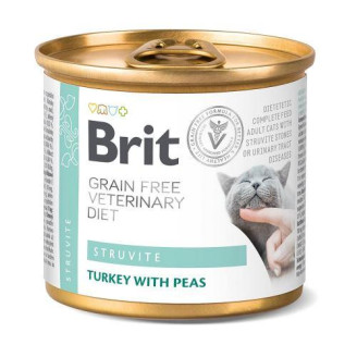 Влажный корм Brit GF VetDiet Struvite для кошек, при мочекаменной болезни, с индейкой и горохом, 200 г от Brit
