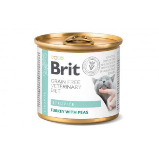 Влажный корм Brit GF VetDiet Struvite для кошек, при мочекаменной болезни, с индейкой и горохом, 200 г от Brit